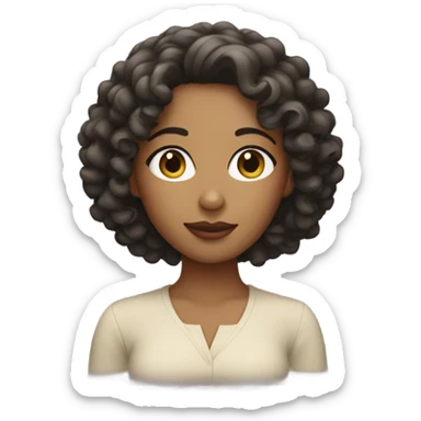 A olive skinned woman with curly hair (volume black curls) sticker