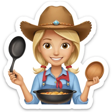 Female blonde cowboy cook sticker