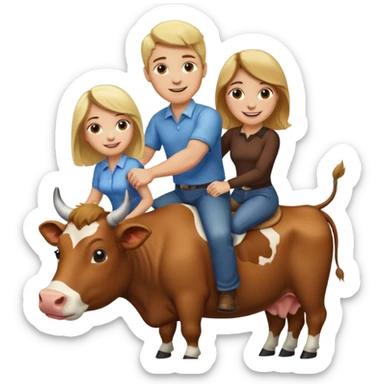 WBlond man and brown hair woman riding a cow sticker