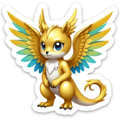 Anthro Sona Cool Edgy Cute Colorful Shy Winged Shiny Fakemon-Fantasy-Creature Full Body sticker