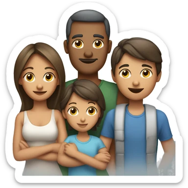 Familia de 5 personas papá y mama, 2 hijas adolescentes y una pequ sticker