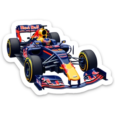 Make a Redbull f1 car with max Verstappen driving it emoji sticker