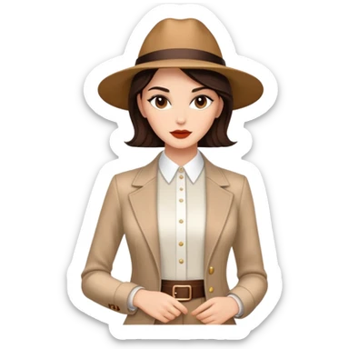 Elegant brunette model with stylish outfit sticker