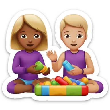 two kids playing with toys at home sticker