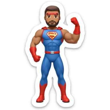 Latino HVAC repairman with goatee beard superhero action figure sticker