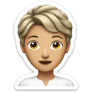 Woman with Short hair Holding a siren sticker