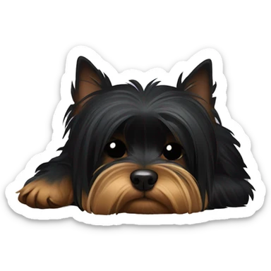 Sleeping black Yorkshire Terrier  sticker