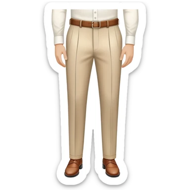 only the garment, beige dress pants with white vertical stripes, formal trousers with cuffed hem, pinstripe pattern, isolated item on white background, no model, no person sticker