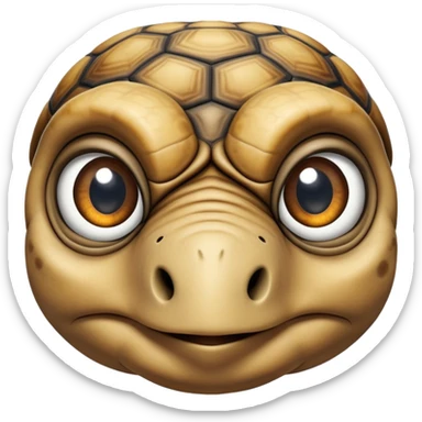 cinematic-tortoise-realistic--emoji,,-wrinkled-wise-face-peering-ahead-with-calm-determination,-cute large-eyes-reflecting-centuries of wisdom, zoomed into its face sticker