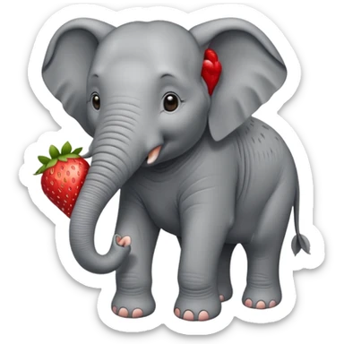 Elephant strawberry feeding birds sticker