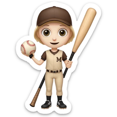 creepy long stump character with arms and legs holding a baseball bat big eyes creepy grin inspired by the uploaded image emoji style sticker