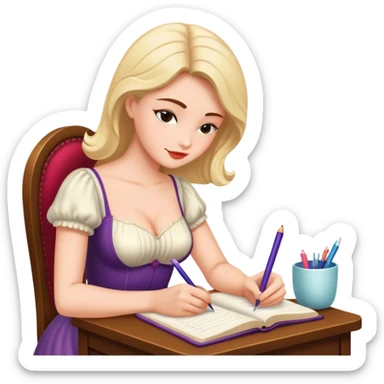 escritora mulher escrevendo um livro de romance sticker