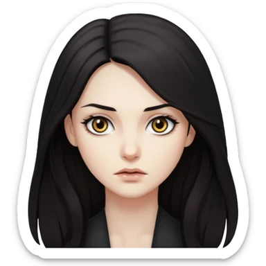 Mysterious, intense stare, hard to read but magnetic. woman long hair
more dinamic emoji  sticker