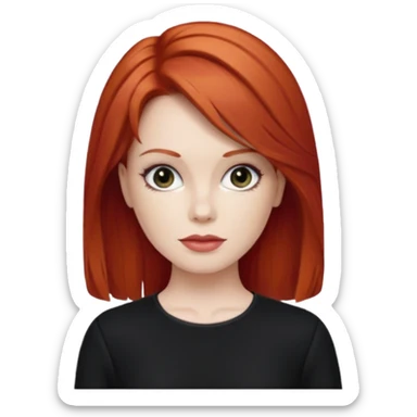 Lee Purcell with red hair, black outfit sticker