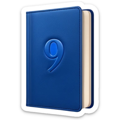 Dark blue book with a number "9" in the cover sticker