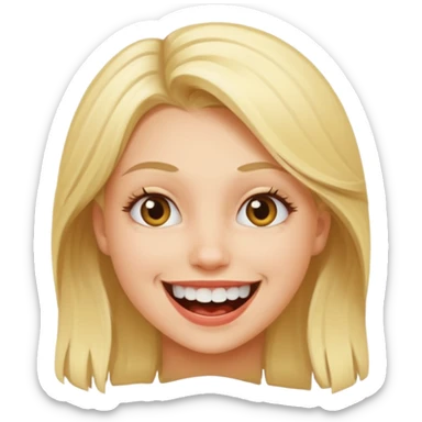 blond girl with crazy smile sticker