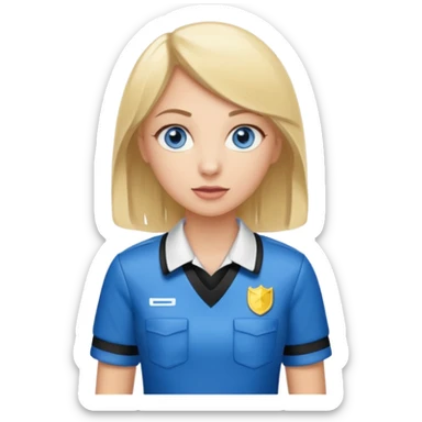 blue eyes blonde girlIN REFEREE UNIFORM STANDING UP  sticker