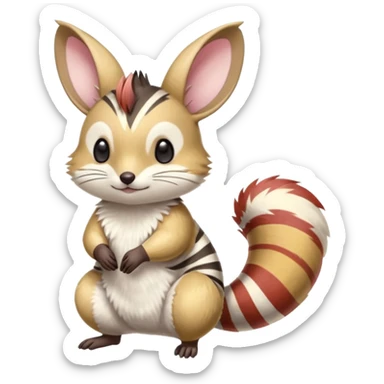 Tropical Exotic Colorful Minccino-Numbat-Pachirisu-Emolga-fusion  sticker
