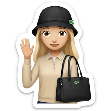 Lacoste bag girl with black lacoste hat sticker