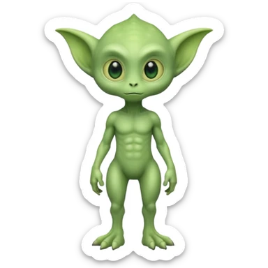 full body cute humanoid peacefull alien furry with 2 legs and eye stalks stands upright and looks intelligent ...wears clothing sticker