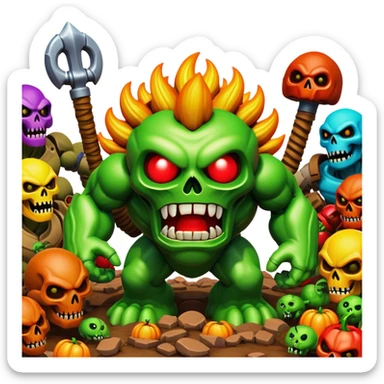 3D, cinematic ultra detailed 32k HD Doom srhoom in pvz 1 sticker
