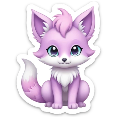 Kawaii bright fantasy ethereal anthro fursona Fakemon with tufted tail  sticker