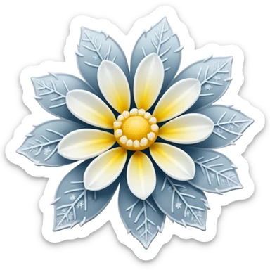 A tiny winter bloom dusted lightly with frost crystals. sticker