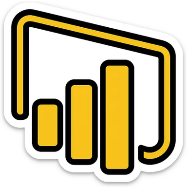 modern icon style Power BI logo in yellow color sticker