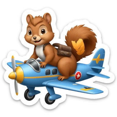 Squirrel riding an airplane sticker