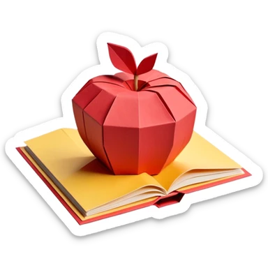 3D render of Pop-Up Book entirely of folded origami paper, sharp creases, cardboard texture, matte finish, visible paper grain, craft aesthetic,  apple emoji style, isolated on white background --v 6.0 sticker