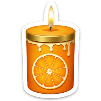 Citrus candle – orange wax in gold tin with slice design sticker