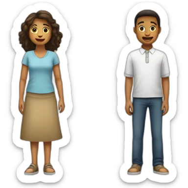 Fille allonger peid en l'arrair et garçon devant sticker