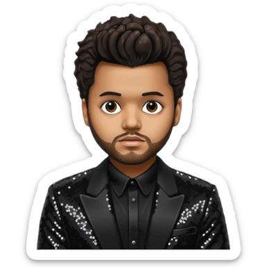 The Weeknd with Dark Brown Hair, Black Sequin Outfit sticker