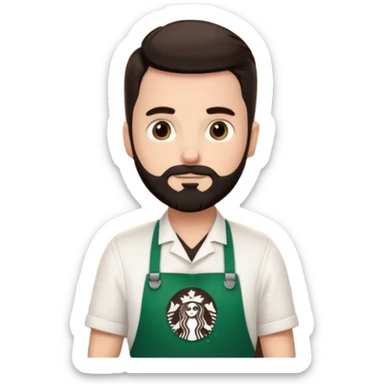 A Starbucks Barista with Black Coffee Master Apron. White Boy has trimmed Beard Black sticker
