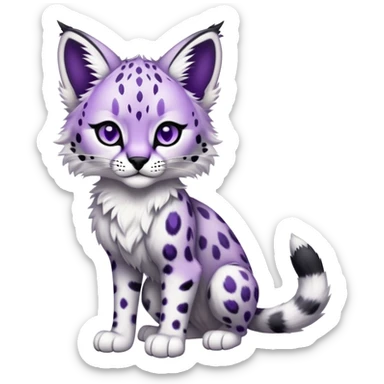 Epic Edgy Cute Black White Purple ethereal Serval-Snow-Leopard-Bobcat-Fionbri full body sticker