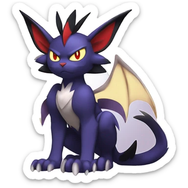 Anthro Edgy Cool Litten-Noivern-Noibat-Absol-Pokémon-Fakémon-fusion-cat Full Body sticker