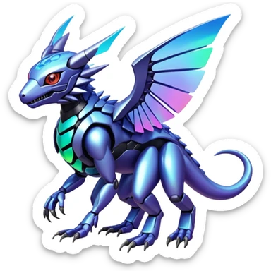  exotic colorful futuristic modern cyber-Fakémon-Digimon-Trico-Vernid-creature sticker