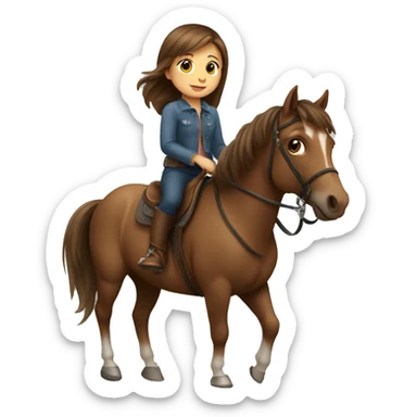 little girl with brown hair riding a horse sticker