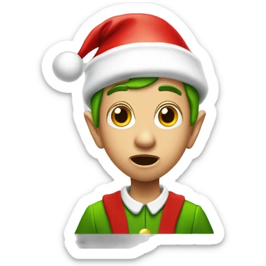 Amazed Christmas elf sticker