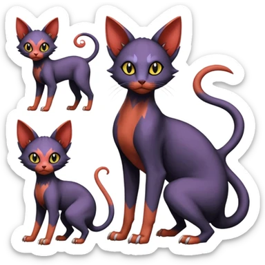 Noibat-Lykoi-Sphynx-Nargacuga-Litten-Torracat-fusion-Fakemon-Pokémon-creature  sticker