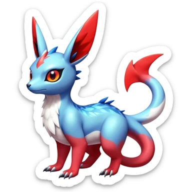  Cute Shiny Exotic Colorful Guilmon-Latias-Koraidon-Umbreon-Fakémon-hybrid-creature (full body)  sticker