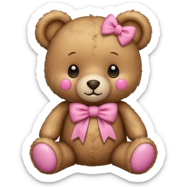 Cute teddy bear with a pink bow. sticker