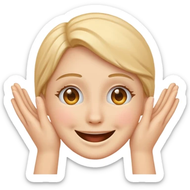 Hands covering smiling face  sticker