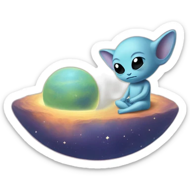 Grogu Cosmic méditation with planet sticker