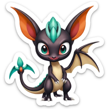 Shiny Cute Realistic Exotic Colorful Meloetta-Noivern-Toothless-Fakémon-creature-hybrid sticker
