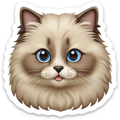 cinematic-adorable-fluffy-brown-seal-ragdoll-cat-portrait-emoji,-head-tilted-cutely-with-big,-sparkling-blue-eyes,-soft-brown-seal-colored-fur-with-darker-points-on-the-ears,-face,-and-paws,-simplified-yet-irresistibly-adorable-features, sticker