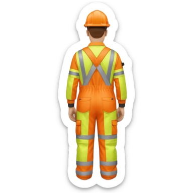 Engineer in orange hi-vis overalls facing away sticker