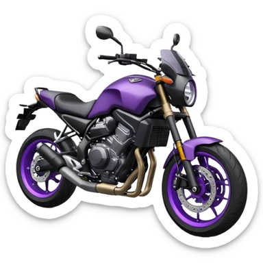 Créer un emoji copiable sur mon système iOS avec une moto mt07 noir mate / violet plus foncé que tu as et iridescent. le style de la mt07 doit être en roadster. sticker