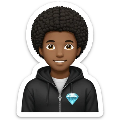 Black young guy who haves afro haircut ,zip hoodie and with a diamond grillz in her tooth sticker