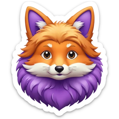 glitter purple and cian fox sticker
